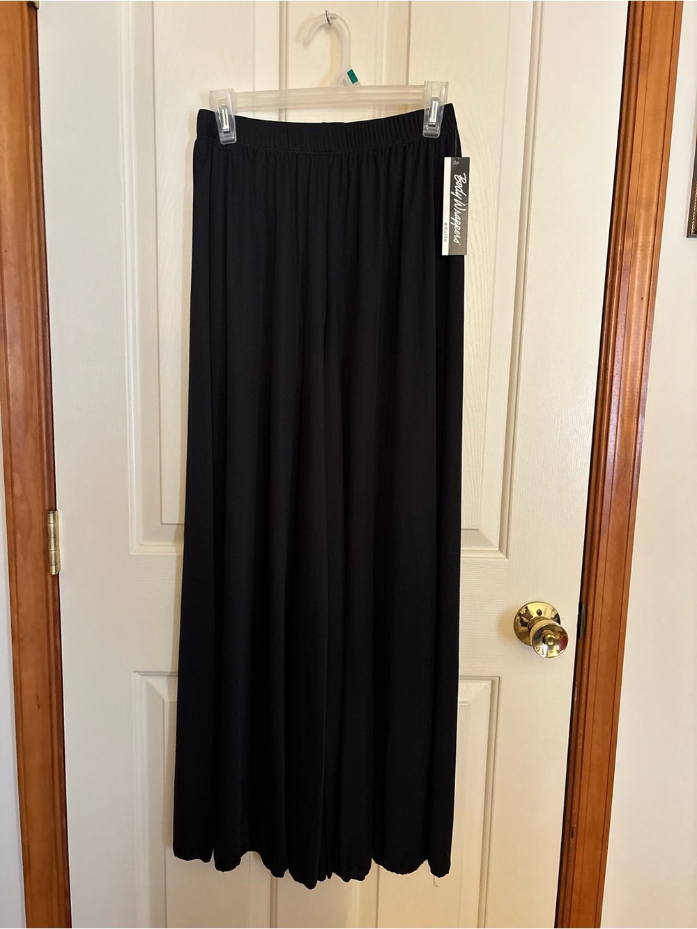 Body Wrappers Black Flowing Maxi Skirt with Elastic Waistband